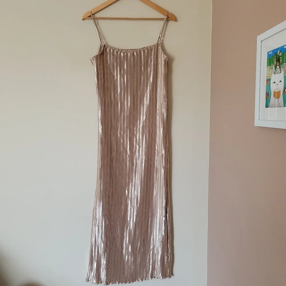 Petal & Pup Metallic Gold Striped Maxi Dress - Picture 9 of 11